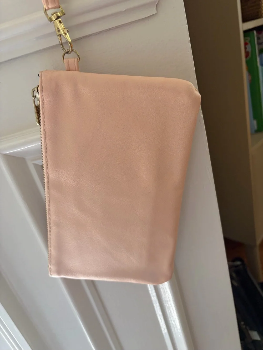Adrienne Vittadini Blush Wristlet Clutch Vegan Leather Charging Port Included
